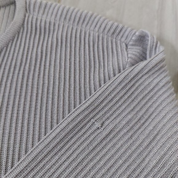 The Works Saks Fifth Avenue 100% Silk Cardigan Sweater, Silver Gray, Size L - Picture 6 of 6